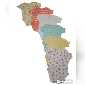 Amazon Essentials Baby Girl's Short-Sleeve Bodysuits Girl Fruit Newborn 6-Pack